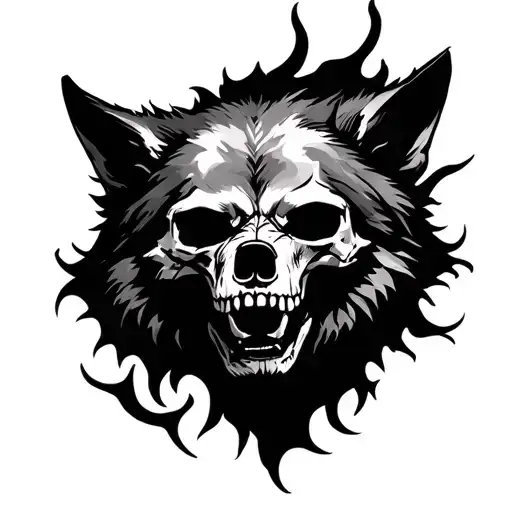 Skull And Wolf Face