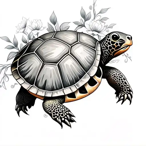 Turtle With Flower And Vines Wrapping