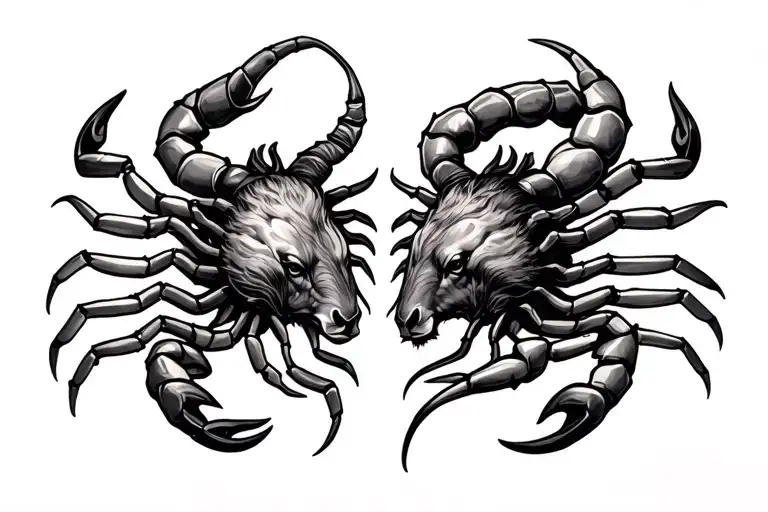 Taurus With Scorpion And Capricorn Zodiac Symbols Intertwined