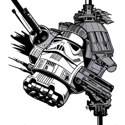 Komiks And Star Wars Tattoo Design