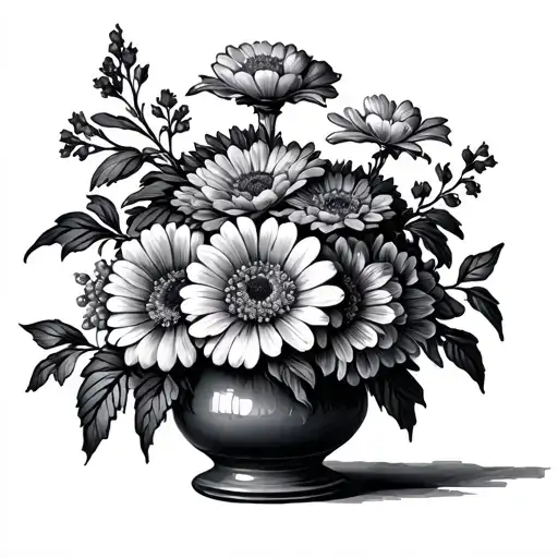 Traditional Vase Full Of Flowers