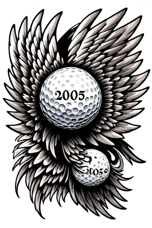 Golf Ball With Wings With 2005 Roman Numeral