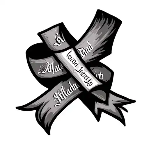 Cross Wrapped With A Ribbon With The Words