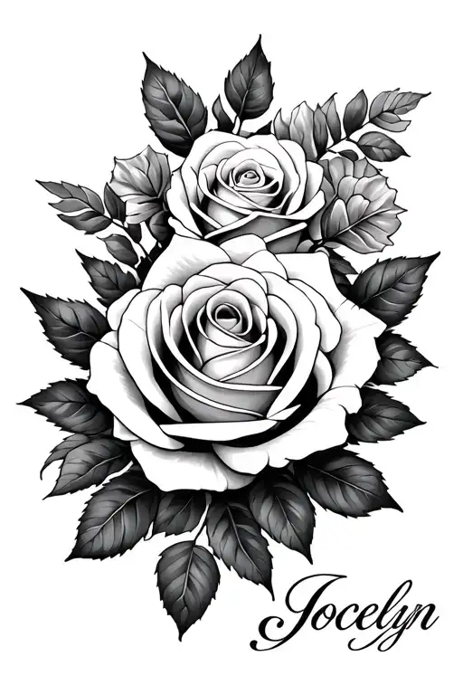 Roses And The Name Jocelyn In The Middle Of The Roses