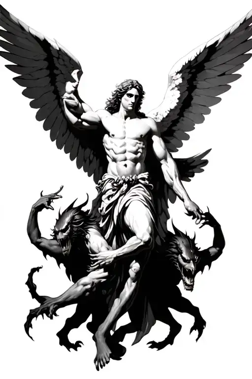 Archangel Gabriel Fighting Demons