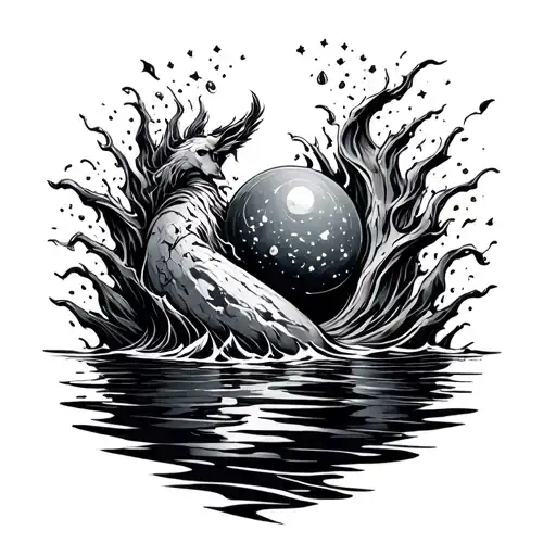 Water Ripple Like A Stone Hitting The Water With Celestial Being