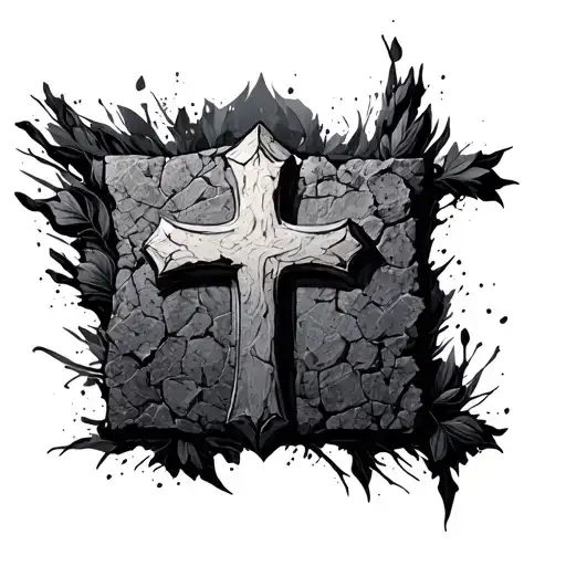Large Cross On Back Made Of Stone