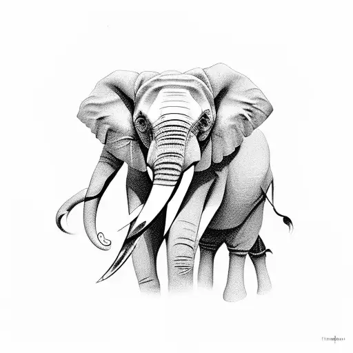 Anxious Elephant With Many Wild Flowers