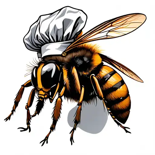 Honey Bee Wearing A Chef Jacket Wearing A Helmet