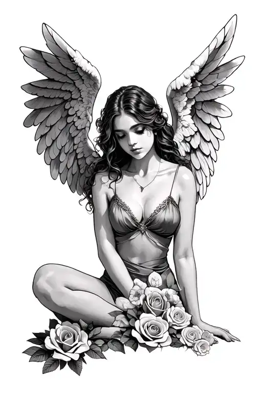 Rose Garden Fallen Angel Sitting
