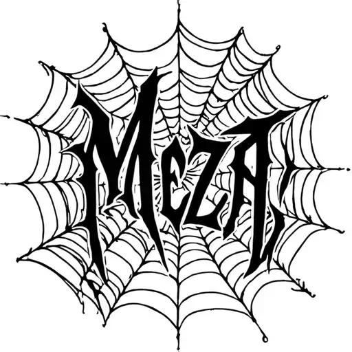 The Name Meza In A Scary Font Surrounded By Spiderweb