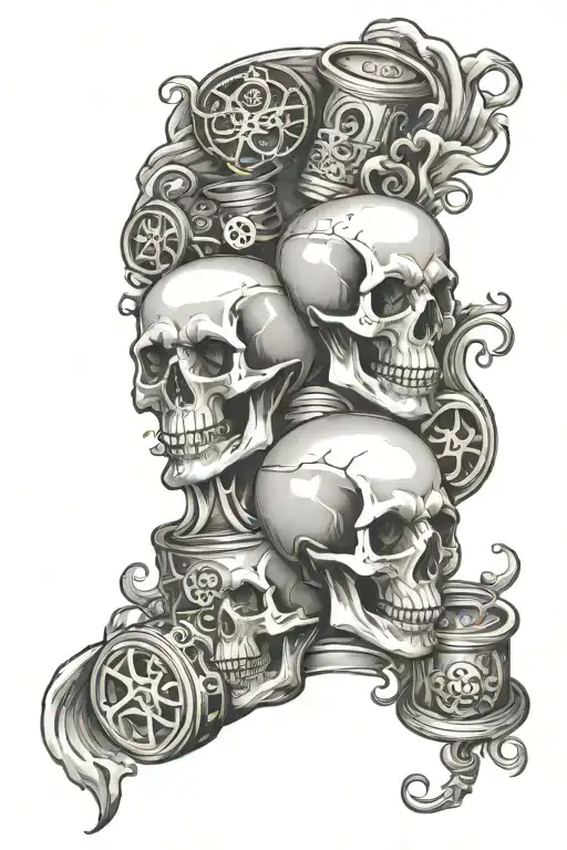 Skulls Dice Brick Road Winding Hour Glass Three Quarters Empty