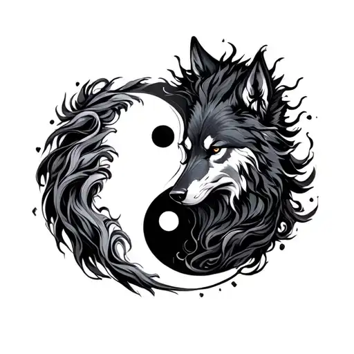 Ying Yang With Wolf