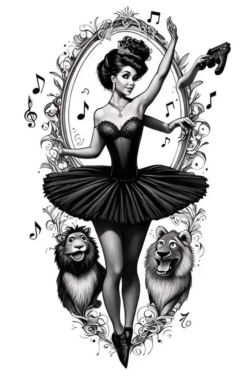 Ballerina Dancer Figure With Leo And Music Notes And Animal From Muppets And Video Game Controller