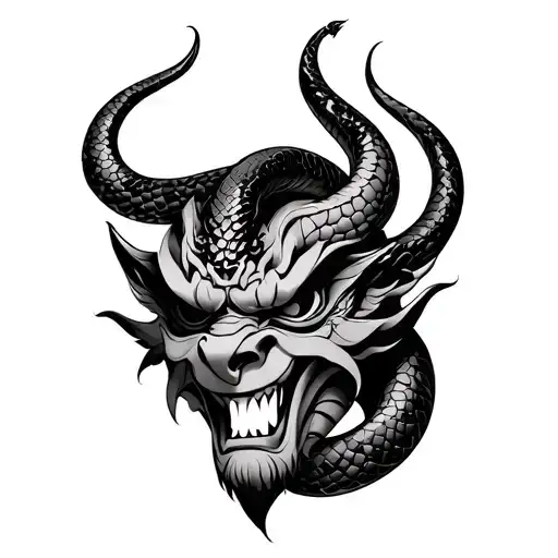 Oni Mask With Snake