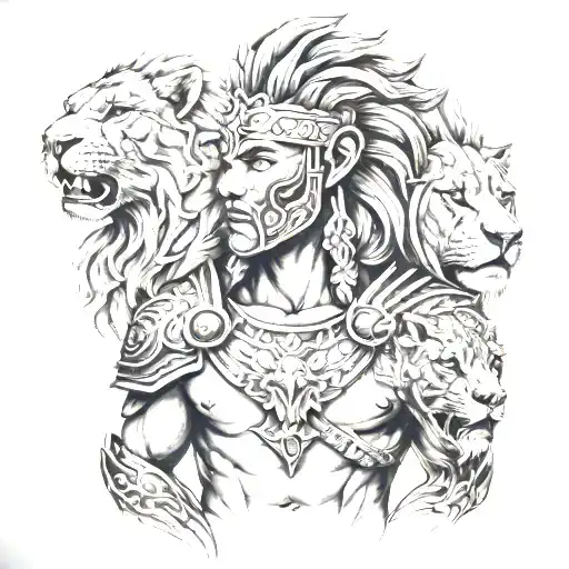 Warrior With Lions Head