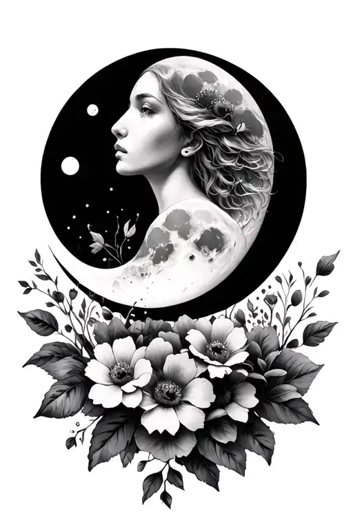 Moon With Flowers