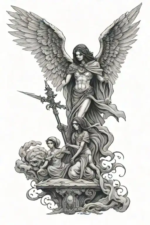 Death And An Angel Standing On The Edge Between Their Worlds