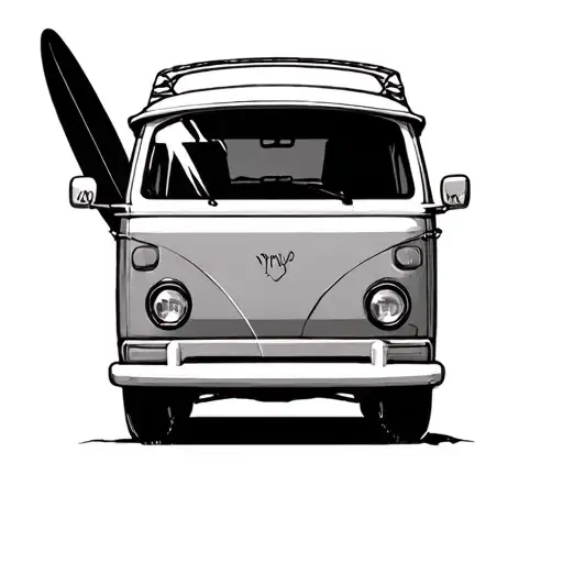 Minimalist Van With Surfboard