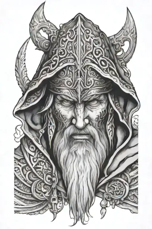Odin Wearing A Hood With Blue Eyes