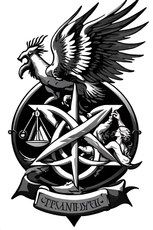 Trinity Symbol Intertwined Plus A Phenix Fighting Plus A Justice Symbol