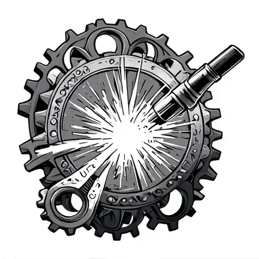 Tig Welding Torch Surrounded By Gears