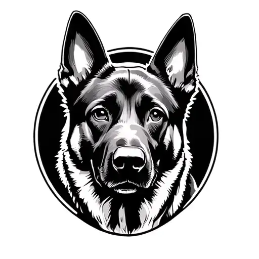 Belgian Malinois Police Dog Line Tattoo No Color