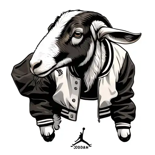 Goat Wearing Varsity Jacket And Jordans 5S