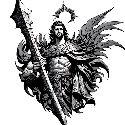 Greek Warrior God Weapon Ready To Battle