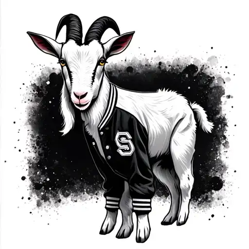 New School Goat Wearing Varsity Jacket And Jordans 5S