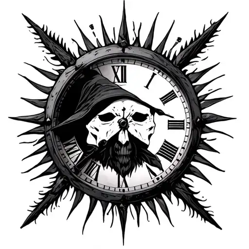 Plague Doctor Clocks Pentagram Sun