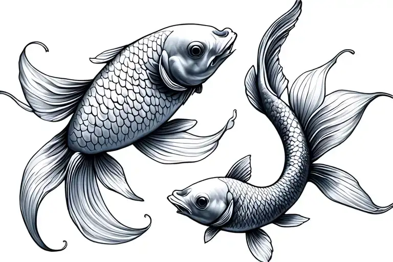 Star Sign Pisces Koi Fish Swimming