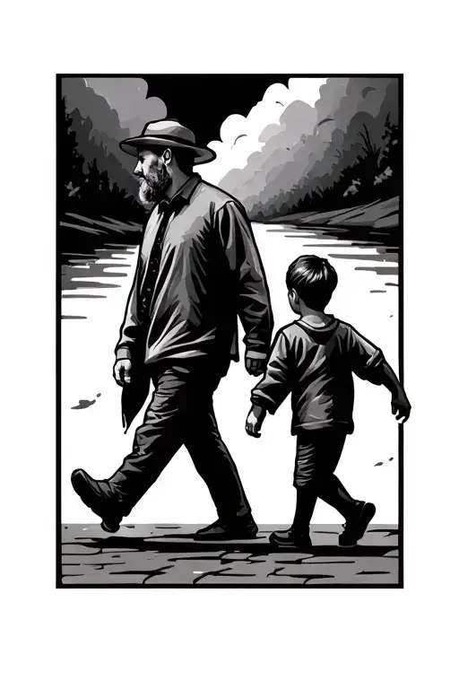 Father And Son Walking