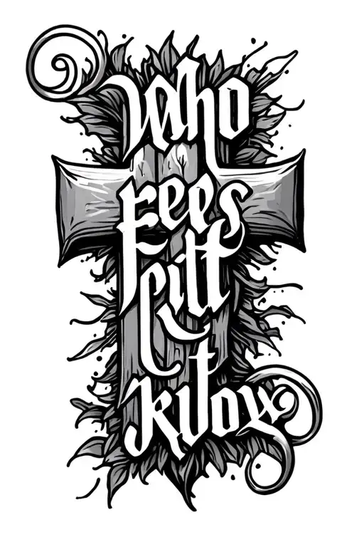 Cross With Text 'Who Feels It Knows It' Written In English Calligraphy
