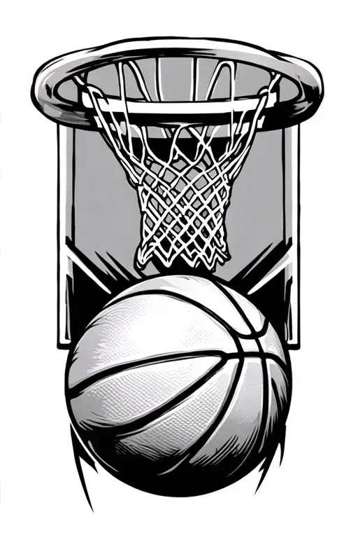 Basketball Hoop With Basketball