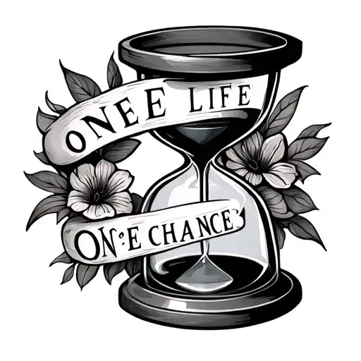Hour Glass Tattoo With Words One Life One Chance