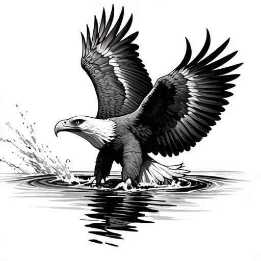 Eagle Coming Out Of The Water