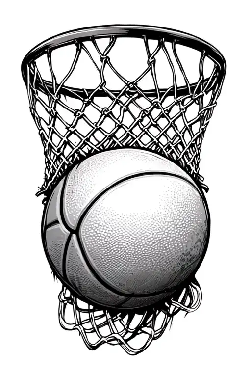 Basketball Going Through Net Old School