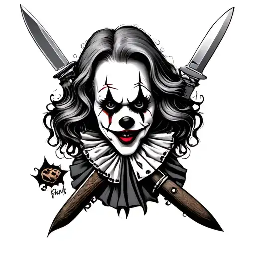 Killer Clowns Doll With Knives Themed