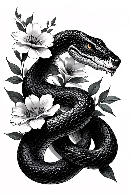 Snake And Flowers