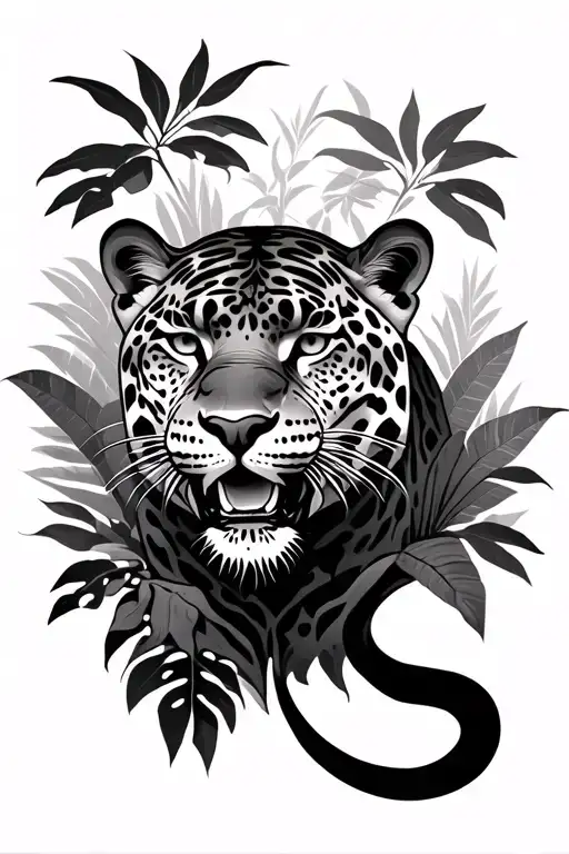 Jaguar In Jungle Scene