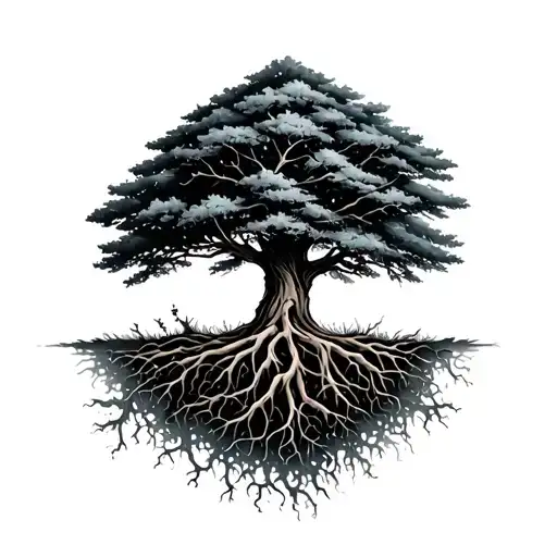 Roots And A Tree Growing