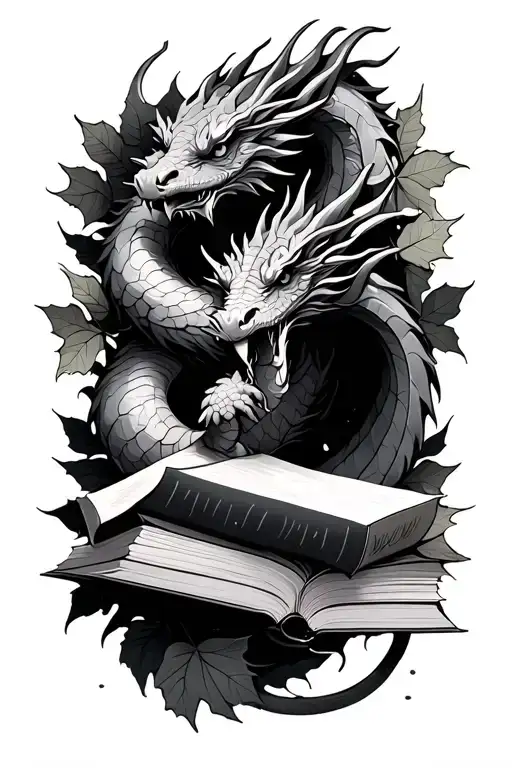 Autumn Leaves Book Dragon Wrapped