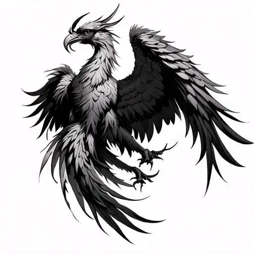 Phoenix Rising With Long Tail Feathers