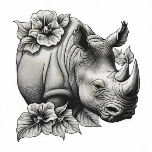 Rhino And Pansy Flower