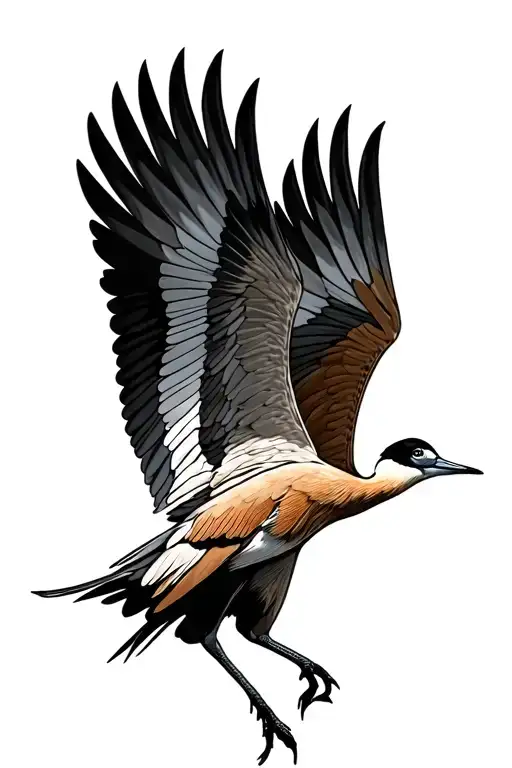 Flying Sandhill Crane Detailed Sketch