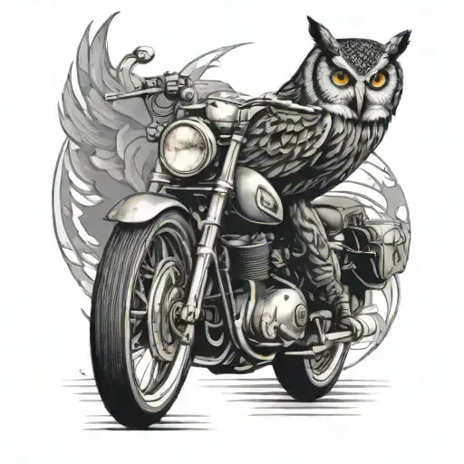 Owl And Motorcycle Riding