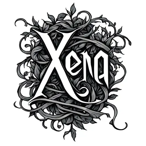 Xena Lettering Vertical With Vines Wrapped