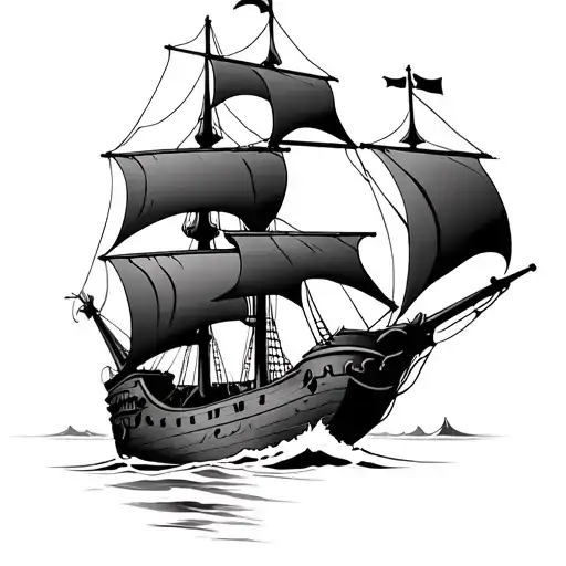 Skull Pirate Ship Sailing