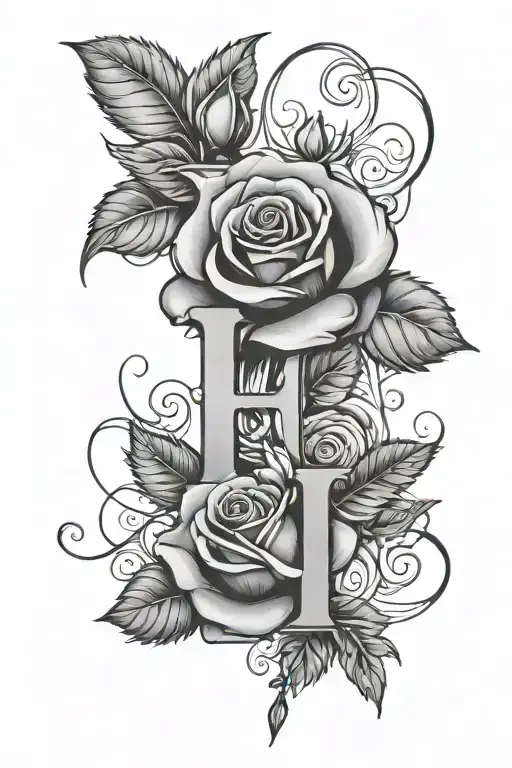 Roses And H Letter Inside